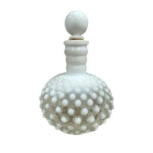 Fenton White Hobnail Glass Perfume Bottle with Stopper